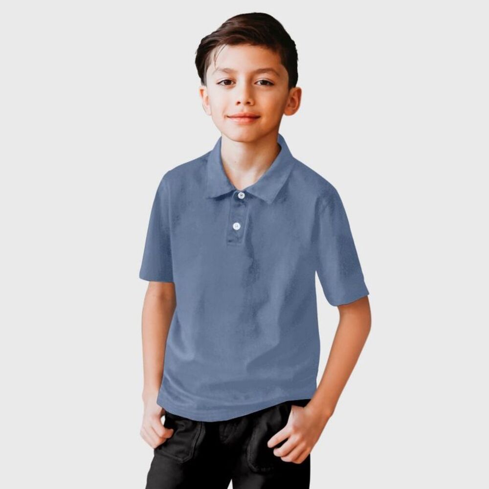 City Threads -  Boys Soft Cotton Jersey 2-Button Shor Denim Blue